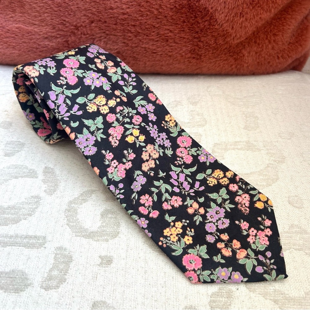 Liberty of London Black with Pastel Floral Tie